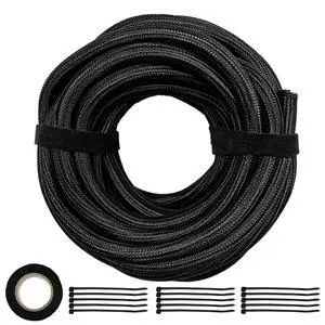 Braided Wire Loom Tubing, 25FT 1/2Inch Self-Wrapping Cable Sleeve | Cable Sleeves Cord Management, Flexible Cable Management Sleeve, Cold and Heat-Resistant, for Automotive Engine, Home Theater Braided Wire Loom Tubing, 25FT 1/2Inch Self-Wrapping Cable Sleeve | Cable Sleeves Cord Management, Flexible Cable Management Sleeve, Cold and Heat-Resistant, for Automotive Engine, Home Theater