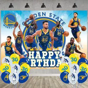 Golden State Basketball Birthday Party Decoration,Warriors Party Photo Background 5 x 3 FT and 18 Pcs Balloon,Merch Party Backdrop Supplies Golden State Basketball Birthday Party Decoration,Warriors Party Photo Background 5 x 3 FT and 18 Pcs Balloon,Merch Party Backdrop Supplies