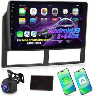 Android 2G+64G Car Radio for Jeep Grand Cherokee 1999-2004 - 9 Inch HD Touch Screen Stereo with Wireless Carplay & Android Auto - EQ/WiFi/GPS/SWC/Split Screen + AHD Rear View Camera Android 2G+64G Car Radio for Jeep Grand Cherokee 1999-2004 - 9 Inch HD Touch Screen Stereo with Wireless Carplay & Android Auto - EQ/WiFi/GPS/SWC/Split Screen + AHD Rear View Camera