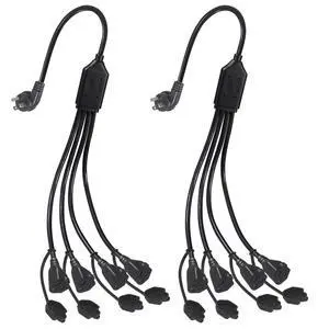 4 Way Power Splitter 45 Degrees 1 to 4 Extended Outlets 1.5FT 2-Pack | Lower Right Corner Downward Angled US Flat Plug Male to Female SVT 16AWG Extension Cable Strip for Home, Office, School Black 4 Way Power Splitter 45 Degrees 1 to 4 Extended Outlets 1.5FT 2-Pack | Lower Right Corner Downward Angled US Flat Plug Male to Female SVT 16AWG Extension Cable Strip for Home, Office, School Black