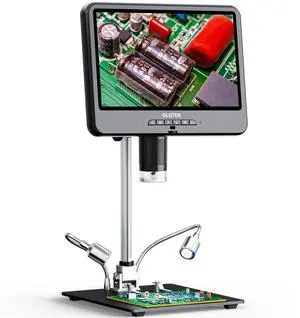 GLG208SE 4K 30FPS HDMI Digital Microscope 1500X with Microphone for Electronics Repair, 10.1" Dual Screen Display, 3840P UHD Video Audio for PCB Soldering, Coin Microscope Full View for Error Coins GLG208SE 4K 30FPS HDMI Digital Microscope 1500X with Microphone for Electronics Repair, 10.1" Dual Screen Display, 3840P UHD Video Audio for PCB Soldering, Coin Microscope Full View for Error Coins