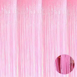 4 Pack Macaron Pink Foil Fringe Curtain Backdrop, 3.28Ft x 8.2Ft Metallic Tinsel Streamer Curtains, Birthday, Wedding, New Years, Christmas Decorations Party Supplies, One Size 4 Pack Macaron Pink Foil Fringe Curtain Backdrop, 3.28Ft x 8.2Ft Metallic Tinsel Streamer Curtains, Birthday, Wedding, New Years, Christmas Decorations Party Supplies, One Size