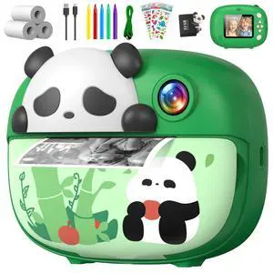 Panda Kids Camera Instant Print, Green | 1080P HD Video Instant Cameras Age 3-12, Porable Digital Toddler Camera Toys with 32G Card for Girls Boys Gifts Birthday Panda Kids Camera Instant Print, Green | 1080P HD Video Instant Cameras Age 3-12, Porable Digital Toddler Camera Toys with 32G Card for Girls Boys Gifts Birthday