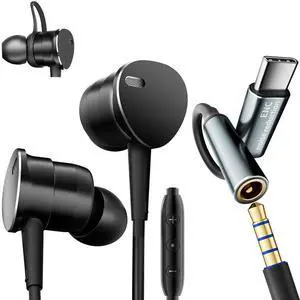 Wired Headphones Deep Bass with Noise-Canceling Mic Earphones In-Ear | Multi-Purpose Stereo Bass Wired Earbuds with Call Noise Reduction Compatible with iPhone 17 16 15, Android (USB C+3.5MM plug) Wired Headphones Deep Bass with Noise-Canceling Mic Earphones In-Ear | Multi-Purpose Stereo Bass Wired Earbuds with Call Noise Reduction Compatible with iPhone 17 16 15, Android (USB C+3.5MM plug)
