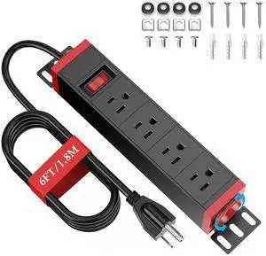 10-Inch Rack PDU, 1U 4 Outlets, Surge Protection, 360° Rotating Mounts | 1U Compact Profile, 6 ft 16AWG Cord, Metal Housing, Overload Switch, Wall or Rack Installation, Screws Included 10-Inch Rack PDU, 1U 4 Outlets, Surge Protection, 360° Rotating Mounts | 1U Compact Profile, 6 ft 16AWG Cord, Metal Housing, Overload Switch, Wall or Rack Installation, Screws Included