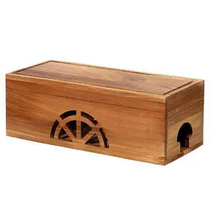 Wood Cable Management Box - 15.8" (L) x 6" (W) 5.5" (H) Acacia Wood Cable Hider Box, Cord Hider with Magnet Design & Outlet Hole, Power Strip Surge Protect & Organizer for Home Office Kitchen TV Wires Wood Cable Management Box - 15.8" (L) x 6" (W) 5.5" (H) Acacia Wood Cable Hider Box, Cord Hider with Magnet Design & Outlet Hole, Power Strip Surge Protect & Organizer for Home Office Kitchen TV Wires