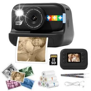 Instant Print Camera for Kids with 5 Color Print Paper, 48MP Photo 1080P Video, 21 Fun Frames, 32GB Card, Birthday for Girls Boys Age 3 4 5 6 7 8 9 10 11 12 Years Old Black Instant Print Camera for Kids with 5 Color Print Paper, 48MP Photo 1080P Video, 21 Fun Frames, 32GB Card, Birthday for Girls Boys Age 3 4 5 6 7 8 9 10 11 12 Years Old Black