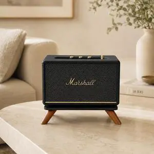 Speaker Stand Compatible with Marshall Acton III/Acton II, Acrylic Desktop Riser with Walnut Legs for Marshall Acton 3 Speaker Not Included Speaker Stand Compatible with Marshall Acton III/Acton II, Acrylic Desktop Riser with Walnut Legs for Marshall Acton 3 Speaker Not Included
