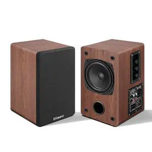 Powered Bookshelf Speakers for Record Players, RCA Input, Brown | Vinyl Speaker with 4" Drivers, 30W RMS Built-in Class D Amp, Includes RCA and 3.5mm Audio Cables, Plug-and-Play, Wood Cabinet Powered Bookshelf Speakers for Record Players, RCA Input, Brown | Vinyl Speaker with 4" Drivers, 30W RMS Built-in Class D Amp, Includes RCA and 3.5mm Audio Cables, Plug-and-Play, Wood Cabinet