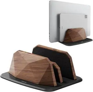 Vertical Laptop Stand - Dual Slots Walnut Adjustable Laptop Holder,Desktop Dock Compatible with All MacBook, Surface,Chromebook,Dell & More(Walnut) Vertical Laptop Stand - Dual Slots Walnut Adjustable Laptop Holder,Desktop Dock Compatible with All MacBook, Surface,Chromebook,Dell & More(Walnut)