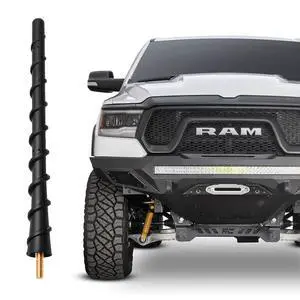 Short Antenna Fit for Dodge Ram 1500 2500 3500 2009-2024 2025 2026 | Pickup Truck Car Accessories, Factory Antenna Replacement, Screw Included, Upgrade Radio Reception, 7 Inch Spiral Rubber Mast Short Antenna Fit for Dodge Ram 1500 2500 3500 2009-2024 2025 2026 | Pickup Truck Car Accessories, Factory Antenna Replacement, Screw Included, Upgrade Radio Reception, 7 Inch Spiral Rubber Mast