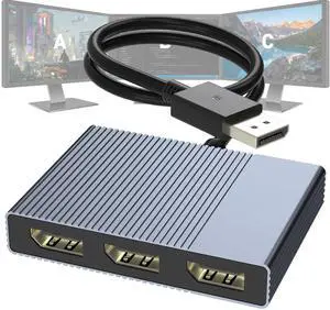 DisplayPort Splitter for 3 Monitors Extended Display, 4K@60Hz DisplayPort MST Hub 1 IN 3 OUT, Display Port to Display Port Adapter, DP to DP Multi Monitor Splitter for PC/NVIDIA/AMD Graphic Card DisplayPort Splitter for 3 Monitors Extended Display, 4K@60Hz DisplayPort MST Hub 1 IN 3 OUT, Display Port to Display Port Adapter, DP to DP Multi Monitor Splitter for PC/NVIDIA/AMD Graphic Card
