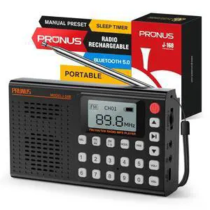 J168 AM FM Radio Bluetooth Speaker, Preset, Excellent Reception | TF Card Playback, Sleep Timer, USB C Charging, Headphone Jack, Long Antenna, Digital Radio AM FM J168 AM FM Radio Bluetooth Speaker, Preset, Excellent Reception | TF Card Playback, Sleep Timer, USB C Charging, Headphone Jack, Long Antenna, Digital Radio AM FM
