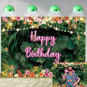 Tropical Birthday Backdrop Hawaiian Palm Leaves Party Background Aloha Theme Happy Birthday Party Decorations Luau Banner Decorations(7X5FT(82x59inch)) Tropical Birthday Backdrop Hawaiian Palm Leaves Party Background Aloha Theme Happy Birthday Party Decorations Luau Banner Decorations(7X5FT(82x59inch))