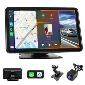 Portable Wireless Carplay Car Stereo, 7 inch HD Touchscreen for All Vehicles,with Apple CarPlay & Android Auto with Backup Camera/Mirror Link/Voice Control/Bluetooth/GPS/AUX/FM Satellite Radio Portable Wireless Carplay Car Stereo, 7 inch HD Touchscreen for All Vehicles,with Apple CarPlay & Android Auto with Backup Camera/Mirror Link/Voice Control/Bluetooth/GPS/AUX/FM Satellite Radio