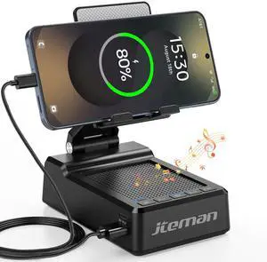 Phone Stand with Bluetooth Speaker and Charging Function | Adjustable Phone Holder, Desktop Speaker, Phone Charging Function, Cool Tech Gift for Men Women Phone Stand with Bluetooth Speaker and Charging Function | Adjustable Phone Holder, Desktop Speaker, Phone Charging Function, Cool Tech Gift for Men Women