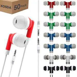 Bulk Earbud Headphones 50 Pack for Kids School Classroom, Wholeslae Wired Durable Class Set Earphones for Students Children Toddler Teens Boys Girls and Adult (Mixed Colors, 50pcs) Bulk Earbud Headphones 50 Pack for Kids School Classroom, Wholeslae Wired Durable Class Set Earphones for Students Children Toddler Teens Boys Girls and Adult (Mixed Colors, 50pcs)