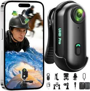 Mini Action Camera 4K, Mini Body Camera WiFi, Wearable Sports POV Camera | Thumb-size Snap Cam with Waterproof Case, Hands-Free Bodycam for Helmet Horse Riding Motorcycling Skiing Cycling Mini Action Camera 4K, Mini Body Camera WiFi, Wearable Sports POV Camera | Thumb-size Snap Cam with Waterproof Case, Hands-Free Bodycam for Helmet Horse Riding Motorcycling Skiing Cycling