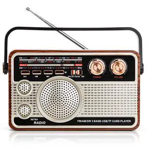 Portable Radio AM FM SW, Vintage Radio for Home Outdoor Elder Gift | Retro Transistor Radios with Bluetooth, USB/TF/AUX Card Playback, Plug in Wall or Rechargeable Battery Powered Portable Radio AM FM SW, Vintage Radio for Home Outdoor Elder Gift | Retro Transistor Radios with Bluetooth, USB/TF/AUX Card Playback, Plug in Wall or Rechargeable Battery Powered