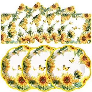 50Pcs Sunflower Paper Plates and Napkins Sets Party Decorations, 7 inch Disposable Sunflower Birthday Dessert Cake Plates Tableware Set for Fall Autumn Birthday Picnic Bridal Shower Party Supplies 50Pcs Sunflower Paper Plates and Napkins Sets Party Decorations, 7 inch Disposable Sunflower Birthday Dessert Cake Plates Tableware Set for Fall Autumn Birthday Picnic Bridal Shower Party Supplies