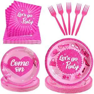 100 Pcs Disposable Let's Go Party Tableware Set for 25 Guests 100 Pcs Disposable Let's Go Party Tableware Set for 25 Guests
