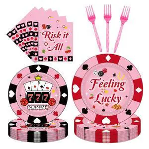 96Pcs Casino Themed Party Plates Napkins and Forks, Disposable Paper Tableware Set, Poker Card Game Night Decorations, Casino Night Vegas Party Supplies for Birthday, Serves 24 Guests 96Pcs Casino Themed Party Plates Napkins and Forks, Disposable Paper Tableware Set, Poker Card Game Night Decorations, Casino Night Vegas Party Supplies for Birthday, Serves 24 Guests