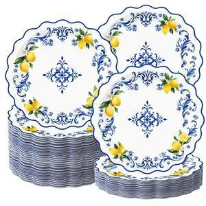 96 Pcs Capri Lemon Party Paper Plates, 9 Inch Disposable Lemon Yellow Plate 96 Pcs Capri Lemon Party Paper Plates, 9 Inch Disposable Lemon Yellow Plate