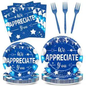 96pcs Blue Silver We Appreciate You Plates and Napkins Set for Thanksgiving Party Decorations Thank You Dinnerware Tableware for 24 Guests Employee Teacher Graduate Pastor Appreciation Party Supplies 96pcs Blue Silver We Appreciate You Plates and Napkins Set for Thanksgiving Party Decorations Thank You Dinnerware Tableware for 24 Guests Employee Teacher Graduate Pastor Appreciation Party Supplies