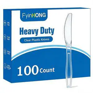 100 Count Heavy Duty Plastic Knives Disposable Clear Plastic Knive | Heat Resistant BPA-Free Knives Set, Disposable Knives Bulk for Party Events Wedding BBQ Daily Use 100 Count Heavy Duty Plastic Knives Disposable Clear Plastic Knive | Heat Resistant BPA-Free Knives Set, Disposable Knives Bulk for Party Events Wedding BBQ Daily Use
