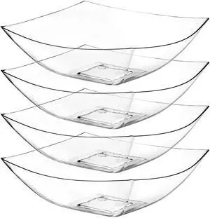 4 Pack Disposable Clear Plastic Serving Bowls Square Party Candy Use 32oz 4 Pack Disposable Clear Plastic Serving Bowls Square Party Candy Use 32oz
