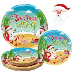 24 Pcs Christmas in July Plates Set - Blue Summer Themed Paper Plate, Disposable Xmas Round Dinner Dessert Plates Tableware for Christmas in July Party Supplies Favors Table Decorations 24 Pcs Christmas in July Plates Set - Blue Summer Themed Paper Plate, Disposable Xmas Round Dinner Dessert Plates Tableware for Christmas in July Party Supplies Favors Table Decorations