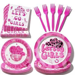 100 Pcs Disposable Let's Go Girls Party Tableware Set for 25 Guests 100 Pcs Disposable Let's Go Girls Party Tableware Set for 25 Guests