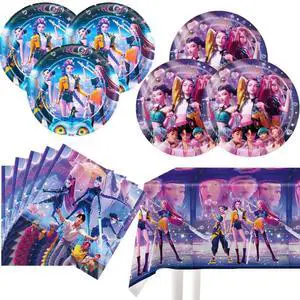 For Demon Movie Hunters Party Tableware, 20 Plates and 20 Napkins and Tablecloth71 '' x 42 ''Demon Movie Hunters Party Birthday Party Decorate Supplies For Demon Movie Hunters Party Tableware, 20 Plates and 20 Napkins and Tablecloth71 '' x 42 ''Demon Movie Hunters Party Birthday Party Decorate Supplies