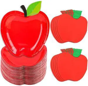 50 Pcs Back to School Plates and Napkins, Apple Paper Plates Napkins First Day of School Disposable Plates Tableware Set for Party Decoration Birthday Kindergarten Preschool Classroom 50 Pcs Back to School Plates and Napkins, Apple Paper Plates Napkins First Day of School Disposable Plates Tableware Set for Party Decoration Birthday Kindergarten Preschool Classroom