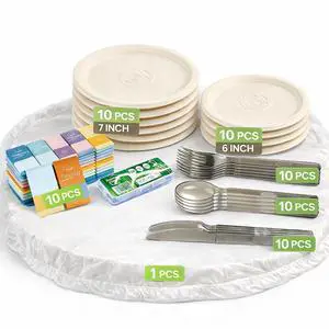 70PCS Disposable Picnic Kit for 10 Lightweight Outdoor Dinnerware Set with Plates, Plastic Cutlery, Wet Wipes & Drawstring Table Cover, Portable Picnic Supplies for Park, Beach & Camping (10) 70PCS Disposable Picnic Kit for 10 Lightweight Outdoor Dinnerware Set with Plates, Plastic Cutlery, Wet Wipes & Drawstring Table Cover, Portable Picnic Supplies for Park, Beach & Camping (10)