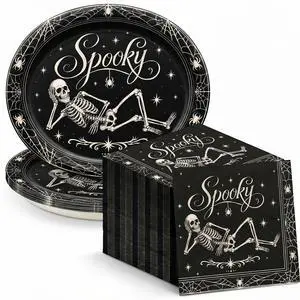50 Pcs Halloween Paper Plates and Napkins Set 50 Pcs Halloween Paper Plates and Napkins Set