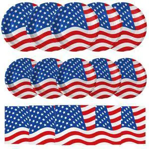 4th of July Plates and Napkins Sets - Patriotic American Flag Party Supplies Tableware, July 4th Disposable Paper Plates Napkins Set for Memorial Day, Independence Day Decorations Table Decor,Serve 50 4th of July Plates and Napkins Sets - Patriotic American Flag Party Supplies Tableware, July 4th Disposable Paper Plates Napkins Set for Memorial Day, Independence Day Decorations Table Decor,Serve 50