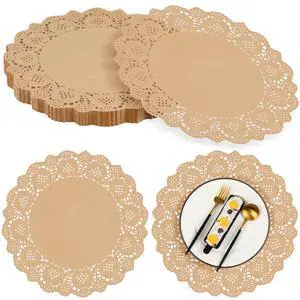 100 Pack Round Brown Kraft Paper Doilies 13.5 Inches Lace Paper Place Mats Rustic Scallop Doily Disposable Table Pads for Food Cakes Crafts Party Weddings Tableware Decor 100 Pack Round Brown Kraft Paper Doilies 13.5 Inches Lace Paper Place Mats Rustic Scallop Doily Disposable Table Pads for Food Cakes Crafts Party Weddings Tableware Decor