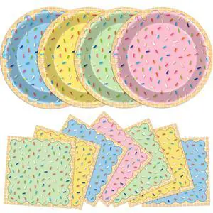96Pcs Ice Cream Party Decorations Ice Cream Paper Plates and Napkins Colorful Sprinkle Disposable Tableware Donut Confetti Dessert Plates for Sweet Summer Birthday Baby Shower Table Decor Serve 48 96Pcs Ice Cream Party Decorations Ice Cream Paper Plates and Napkins Colorful Sprinkle Disposable Tableware Donut Confetti Dessert Plates for Sweet Summer Birthday Baby Shower Table Decor Serve 48