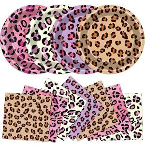 96Pcs Leopard Print Birthday Party Decorations Cheetah Print Paper Plates Napkins Safari Animal Leopard Disposable Tableware Dessert Plate for Jungle Animal Baby Shower Wild Party Table Decor Serve 48 96Pcs Leopard Print Birthday Party Decorations Cheetah Print Paper Plates Napkins Safari Animal Leopard Disposable Tableware Dessert Plate for Jungle Animal Baby Shower Wild Party Table Decor Serve 48