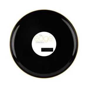 [30 Count 8.6 Plastic Party Plates Edge Collection Black with Gold Rim Premium heavyweight Elegant Disposable Tableware Dishes (Black With Gold Rim, [30 Count 8.6 Plastic Party Plates Edge Collection Black with Gold Rim Premium heavyweight Elegant Disposable Tableware Dishes (Black With Gold Rim,