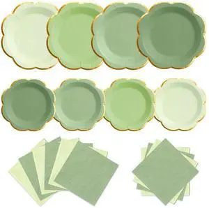 60 PCS Green Paper Plates and Napkins Party Supplies for 20 Guests 60 PCS Green Paper Plates and Napkins Party Supplies for 20 Guests