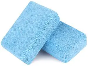 Microfiber Applicator Pads-2 Pack, Car Wash Sponge, Blue Microfiber Applicator Pads-2 Pack, Car Wash Sponge, Blue