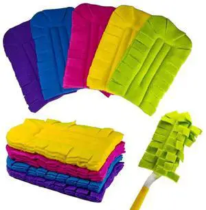5 Pcs Reusable Fleece Duster Refills with Handle Washable Cleaning Pads 5 Pcs Reusable Fleece Duster Refills with Handle Washable Cleaning Pads