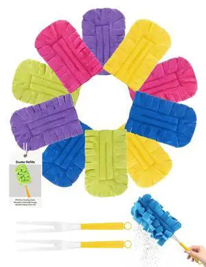 Duster Refills Damp Reusable Microfiber Pads Bendable Chenille Replacement Heads Dust with Removable Washable Cloth Covers with Extended Handle Fleece for Cleaning Dry Heavy Duty Duster Refills Damp Reusable Microfiber Pads Bendable Chenille Replacement Heads Dust with Removable Washable Cloth Covers with Extended Handle Fleece for Cleaning Dry Heavy Duty