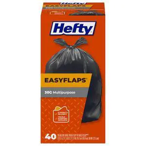 Easyflaps Multipurpose 30 Gallon Large Trash Bags, Black, 40ct Easyflaps Multipurpose 30 Gallon Large Trash Bags, Black, 40ct