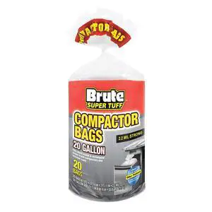 20 Gallon Kitchen Compactor Bags, 2.0 Mil, White, 20ct 20 Gallon Kitchen Compactor Bags, 2.0 Mil, White, 20ct