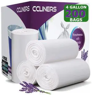 4 gallon Small Trash Bags Lavender Scented (200 Count) White Bathroom Garbage Bags 15 Liter Diaper Bags Mini Wastebasket Can Liners for Home Office Bins (200 Bags) 4 gallon Small Trash Bags Lavender Scented (200 Count) White Bathroom Garbage Bags 15 Liter Diaper Bags Mini Wastebasket Can Liners for Home Office Bins (200 Bags)