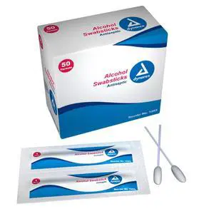 Alcohol Swabsticks, Medical-Grade and Sanitizing, Saturated with 70% Isopropyl Alcohol, 3.5 Inches, 1 Swabstick per Packet, Box of 50 Packets Alcohol Swabsticks, Medical-Grade and Sanitizing, Saturated with 70% Isopropyl Alcohol, 3.5 Inches, 1 Swabstick per Packet, Box of 50 Packets