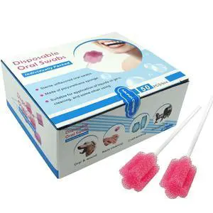 Disposable Oral Foam Swab with Mint Flavored, Individually Wrapped, Red, Box of 50 Counts Disposable Oral Foam Swab with Mint Flavored, Individually Wrapped, Red, Box of 50 Counts